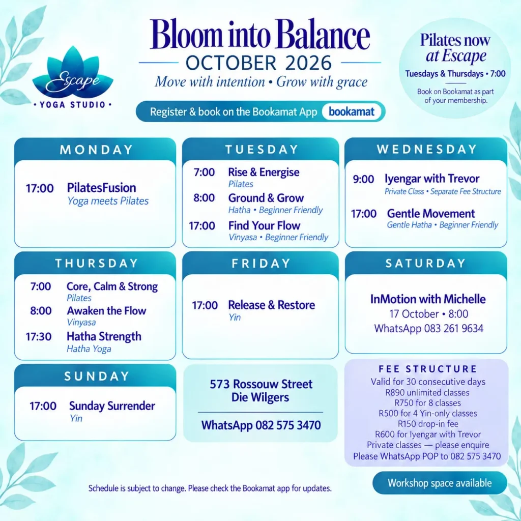 Yoga: Monthly Schedule